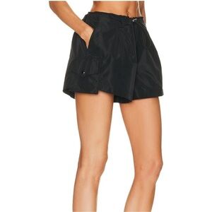 Staud Women’s Colin Cargo Pockets Drawstring Waist Black Parachute Shorts Size L